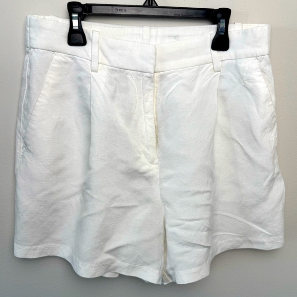 H&M LINEN-BLEND WHITE SHORTS SIZE 8 - Picture 3 of 6